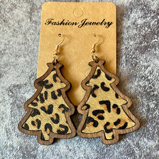 LEOPARD CHRISTMAS TREES EARINGS