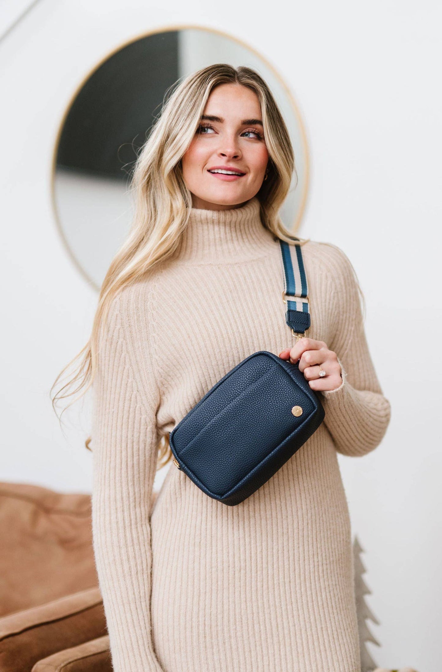 Willow Crossbody Belt Fanny Waist Sling Purse Bag: Navy