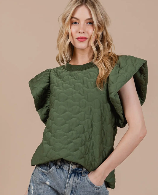 Olive Ruffles Top