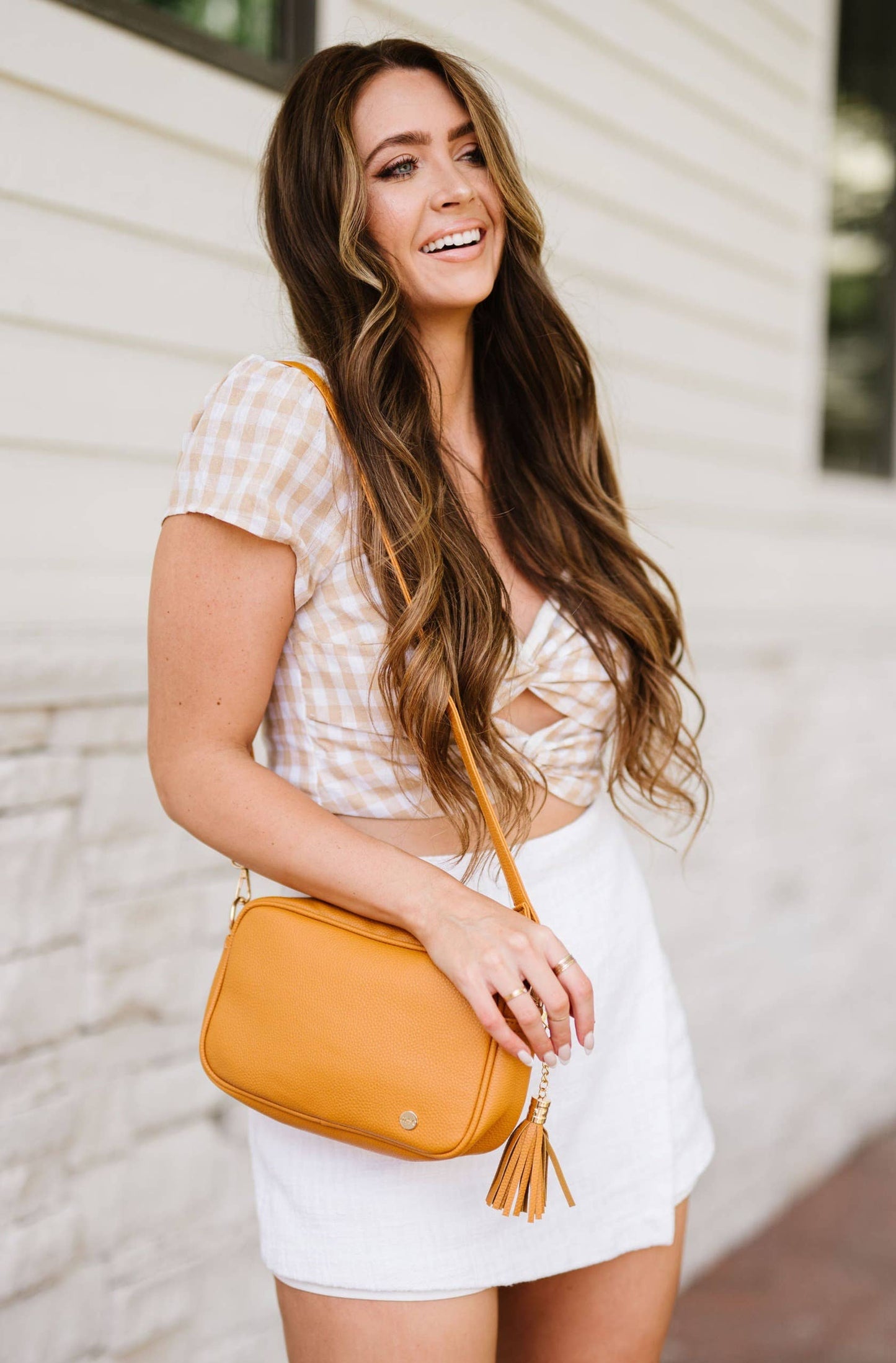 Dolly Vegan Leather Crossbody Clutch Purse with Tassel: Platinum White